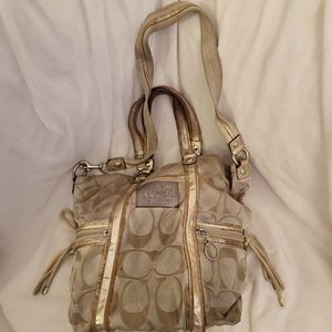 COACH poppy tote bag gold brown